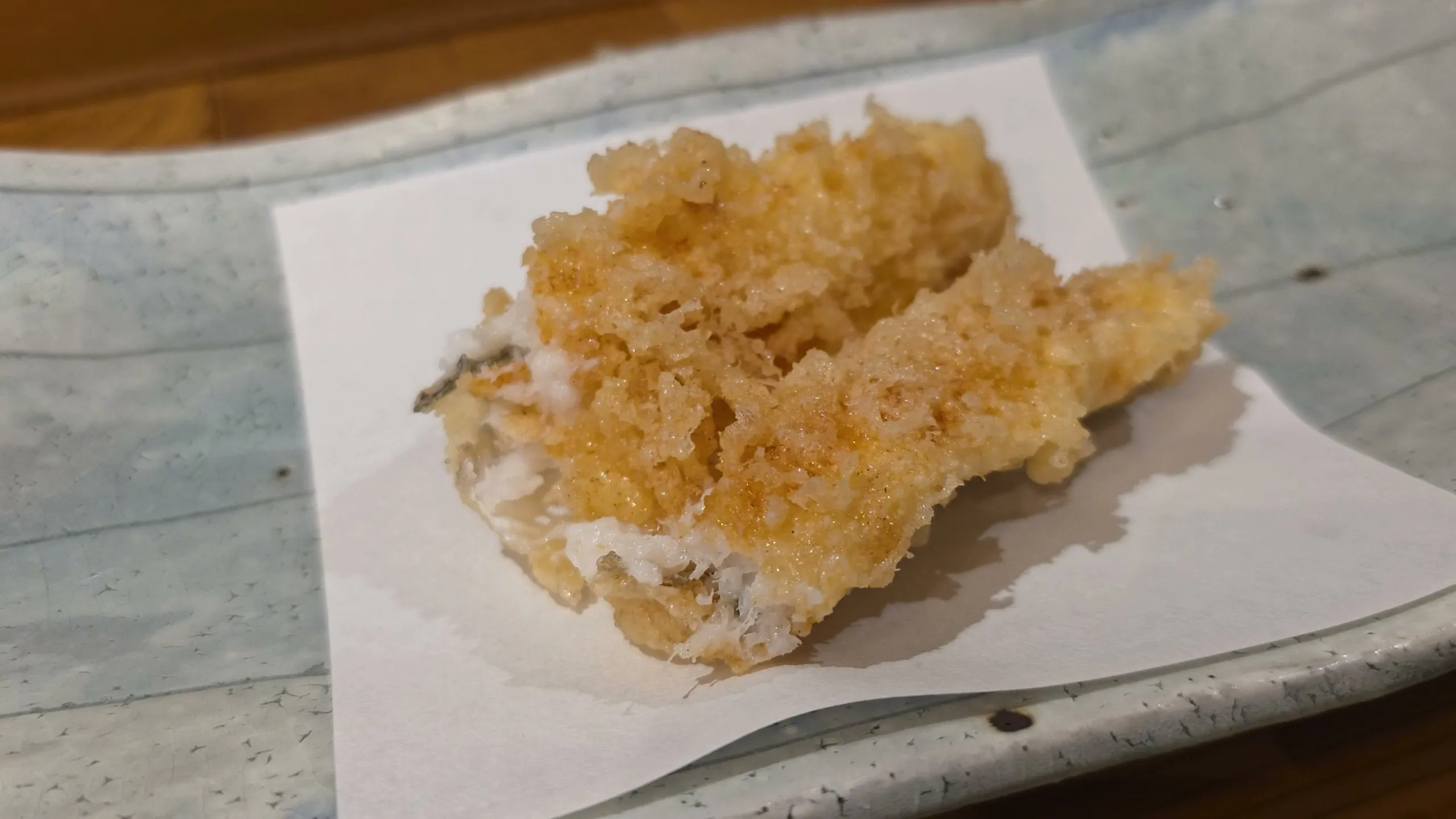 Anago sea eel tempura on white paper